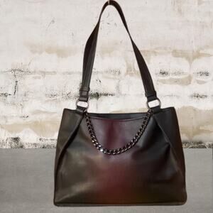 Simply Vera Vera Wang Black to Deep Red Faux Leather Shoulder Bag